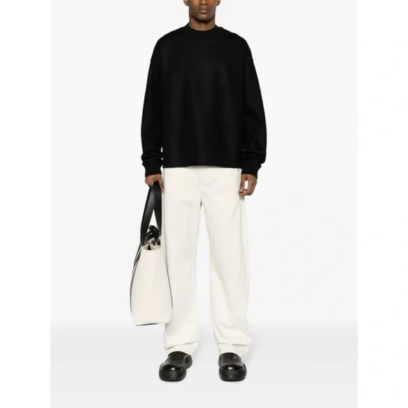 Jil Sander Melton Wool Black Crew Sweatshirt